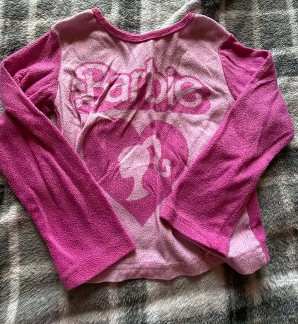 Barbie Girls Long Sleeve Fleece Pajama 2-Piece Set Pink